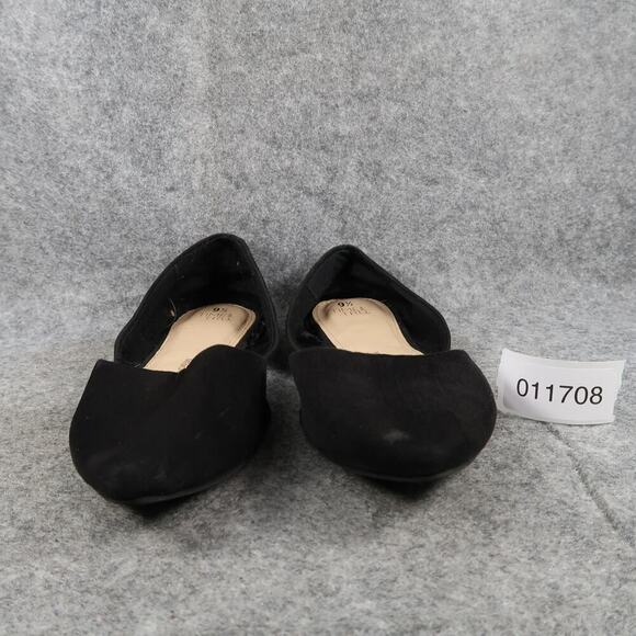 Time and Tru Shoes Womens 9.5 Flats D'Orsay Slip On Pointed Toe Black Fabric - Picture 2 of 11